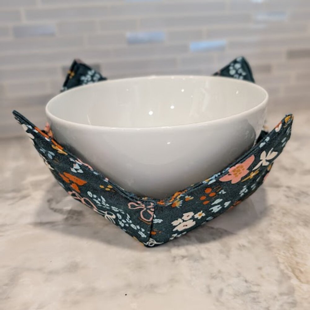 Wildflower Floral Bowl Cozy | Microwave Safe Soup Holder | Handmade Gift